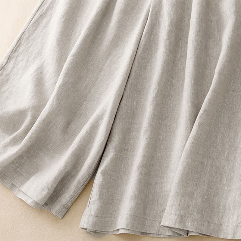 Buddha Stones Summer Elastic Waist Women's Capri Cropped Wide Leg Pants With Pockets - image 21