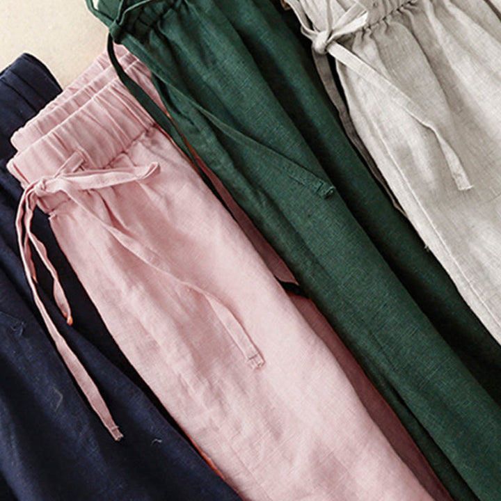 Buddha Stones Summer Elastic Waist Women's Capri Cropped Wide Leg Pants With Pockets - image 29