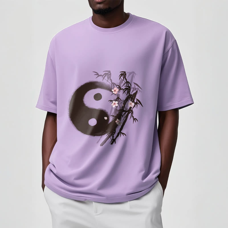 Buddha Stones Yin Yang Bamboo Cherry Blossom Pattern Tee T-shirt - image 16