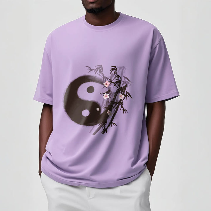 Buddha Stones Yin Yang Bamboo Cherry Blossom Pattern Tee T-shirt - image 16