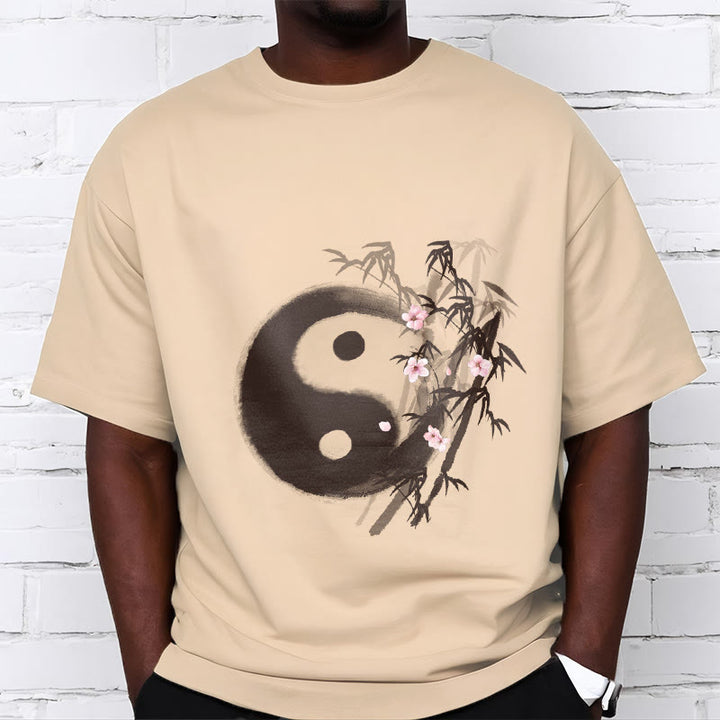 Buddha Stones Yin Yang Bamboo Cherry Blossom Pattern Tee T-shirt - image 8