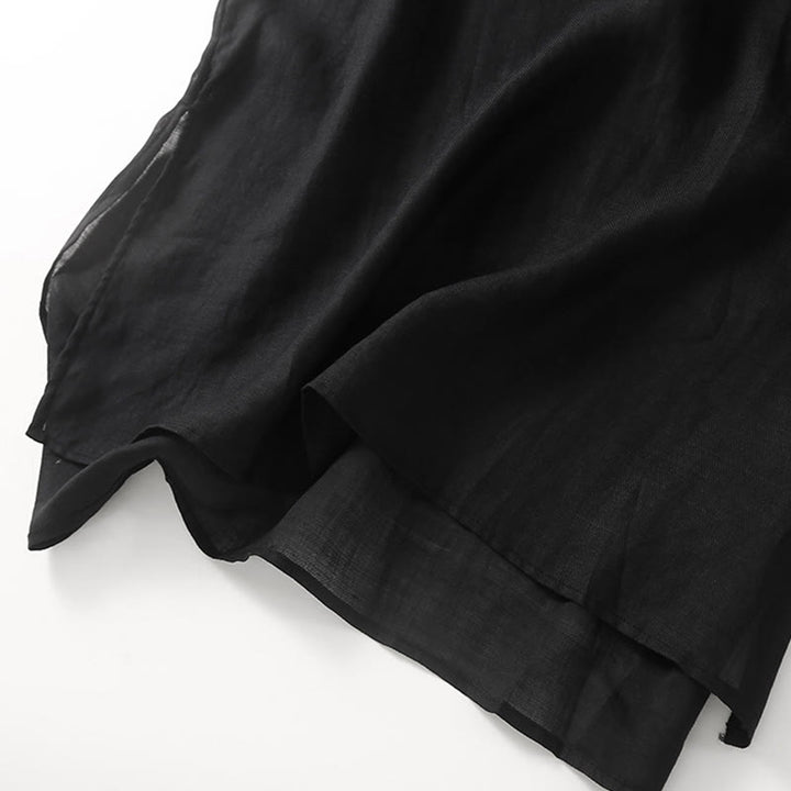 Buddha Stones Casual Embroidery Split Three Quarter Sleeve Cotton Linen Midi Dress - image 9