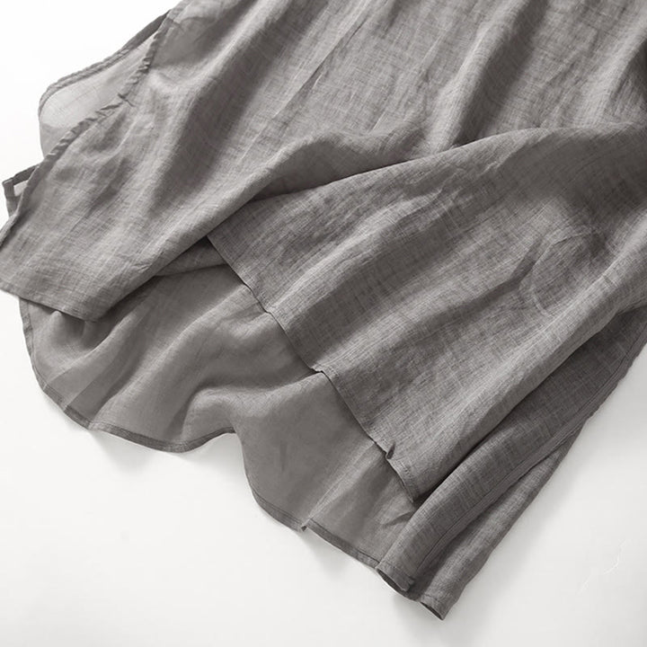 Buddha Stones Casual Embroidery Split Three Quarter Sleeve Cotton Linen Midi Dress - image 16