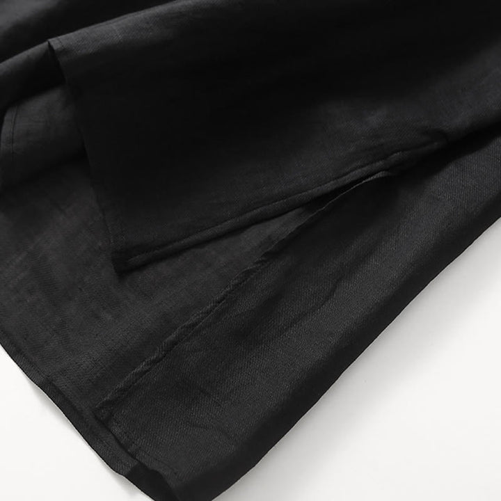 Buddha Stones Casual Embroidery Split Three Quarter Sleeve Cotton Linen Midi Dress - image 8