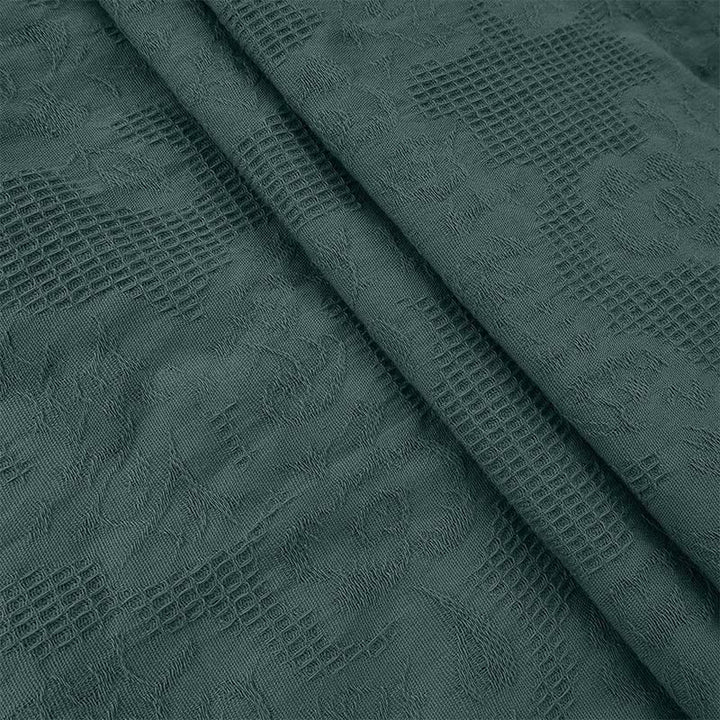 Buddha Stones Summer Jacquard Drawstring Pleated Design Cotton Linen Midi Dress With Pockets - image 5