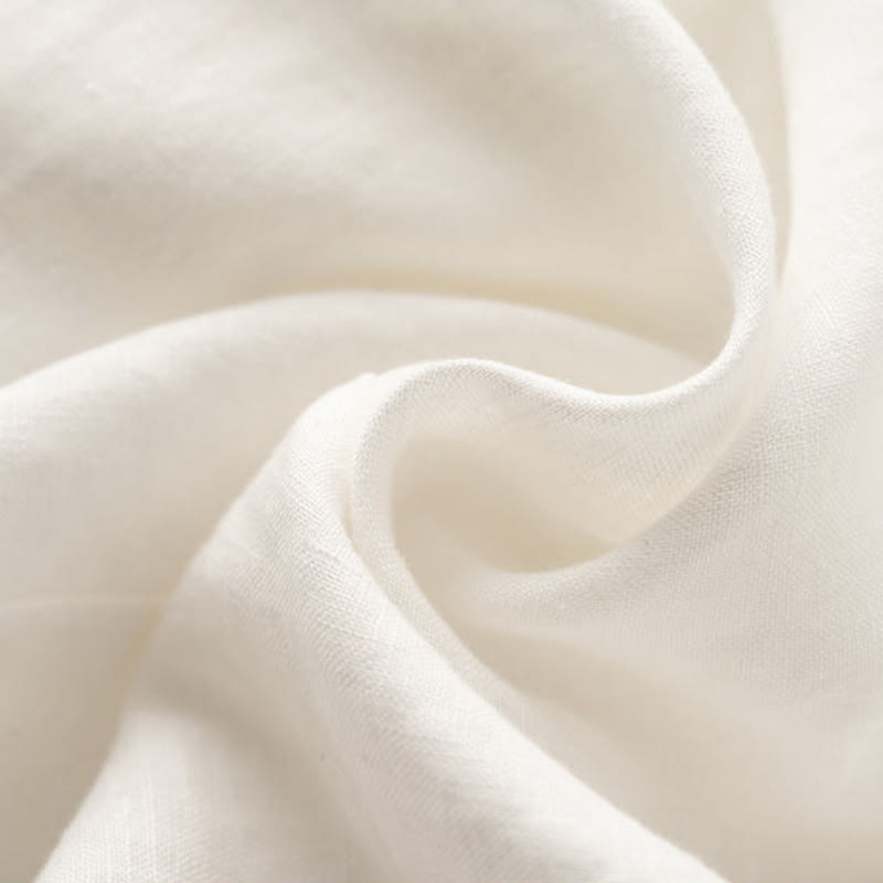 Buddha Stones Plain Color 7-8 Length Capri Cropped Pants Cotton Linen Women's Wide Leg Pants With Pockets - image 9