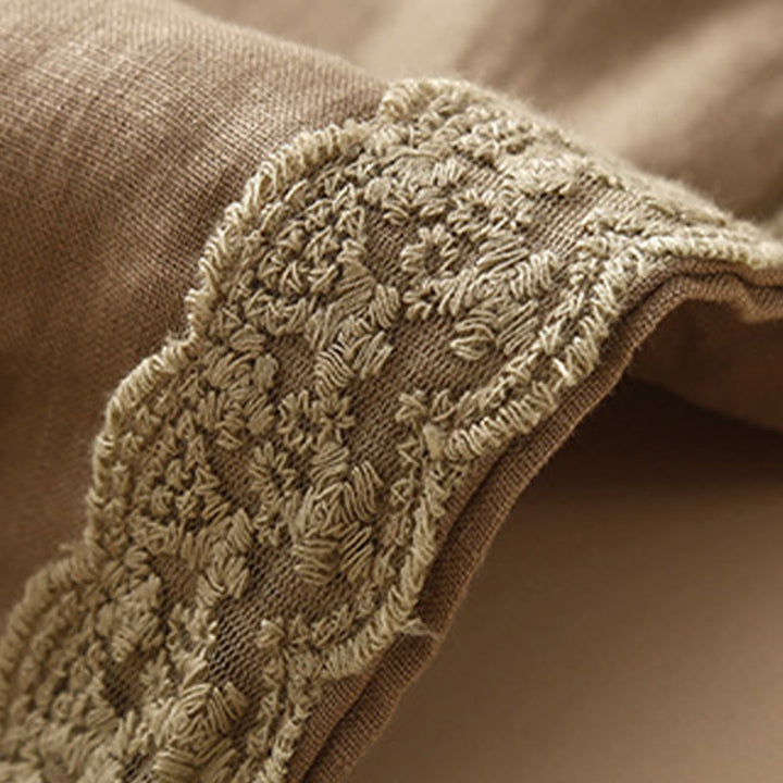 Buddha Stones Plain Lace Women's Harem Cotton Linen Pants With Pockets - image 1