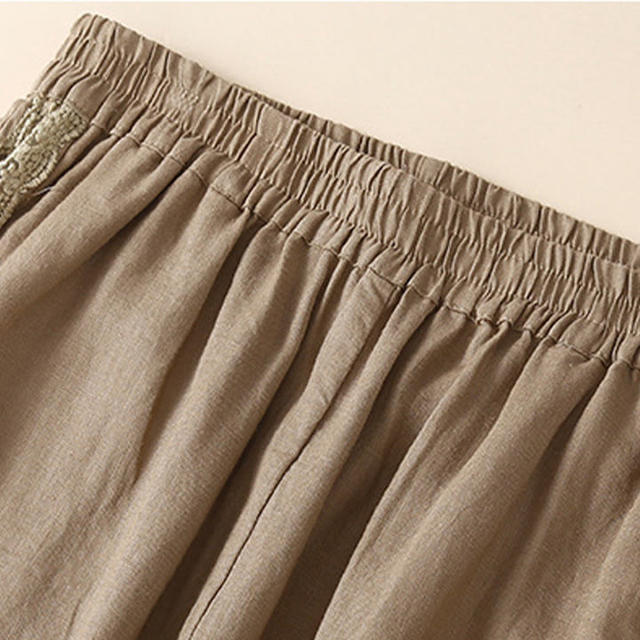 Buddha Stones Plain Lace Women's Harem Cotton Linen Pants With Pockets - image 3