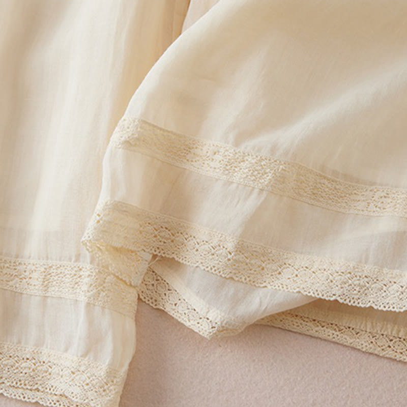 Buddha Stones Casual Lining Design Cotton Women's 7-8 Length Wide Leg Pants With Pockets - image 6