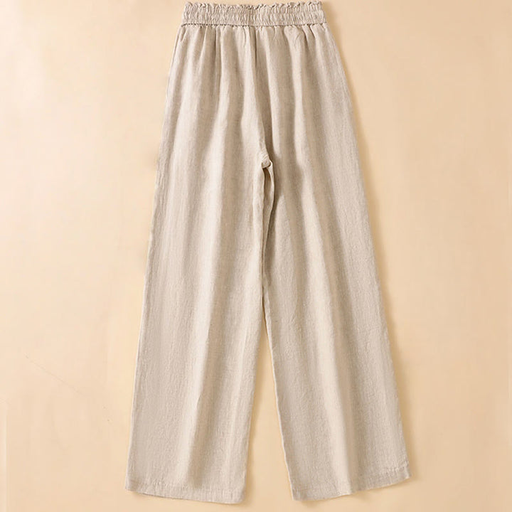 Buddha Stones Casual Straight Leg Design Cotton Women's 7-8 Length Wide Leg Pants With Pockets - image 1