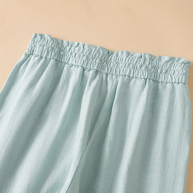 Buddha Stones Casual Straight Leg Design Cotton Women's 7-8 Length Wide Leg Pants With Pockets - image 12