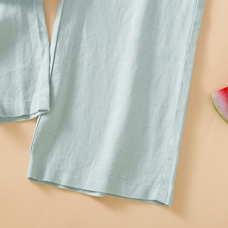 Buddha Stones Casual Straight Leg Design Cotton Women's 7-8 Length Wide Leg Pants With Pockets - image 10