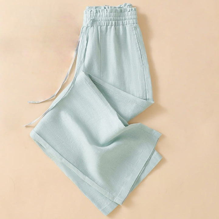 Buddha Stones Casual Straight Leg Design Cotton Women's 7-8 Length Wide Leg Pants With Pockets - image 9