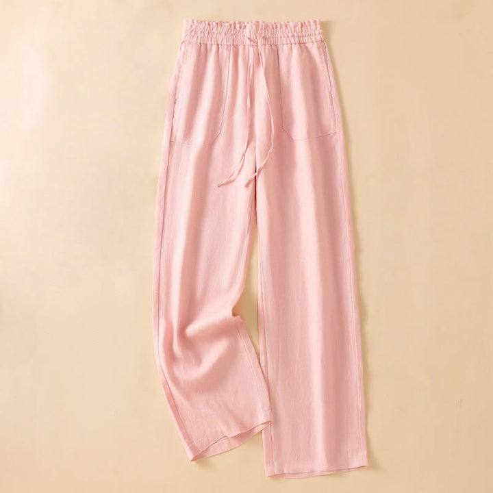 Buddha Stones Casual Straight Leg Design Cotton Women's 7-8 Length Wide Leg Pants With Pockets - Pink - US12，UK/AU16，EU44 (2XL) - image 20
