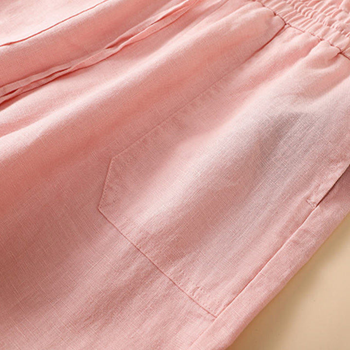 Buddha Stones Casual Straight Leg Design Cotton Women's 7-8 Length Wide Leg Pants With Pockets - image 25