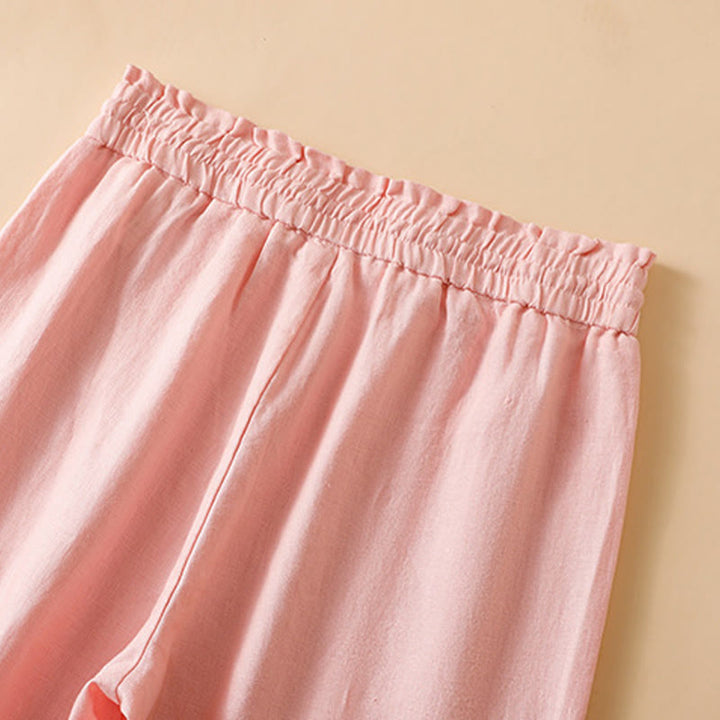 Buddha Stones Casual Straight Leg Design Cotton Women's 7-8 Length Wide Leg Pants With Pockets - image 23