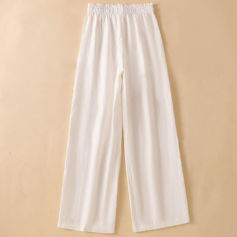 Buddha Stones Casual Straight Leg Design Cotton Women's 7-8 Length Wide Leg Pants With Pockets - image 28