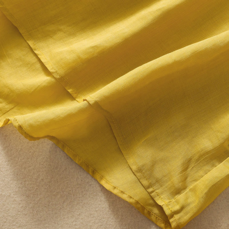 Buddha Stones Embroidery Leaves Women's Cotton Linen Half Sleeve T-shirt - image 10