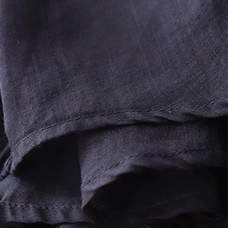 Buddha Stones Embroidery Crew Neck Pleats Women's Cotton Linen Half Sleeve T-shirt - image 13