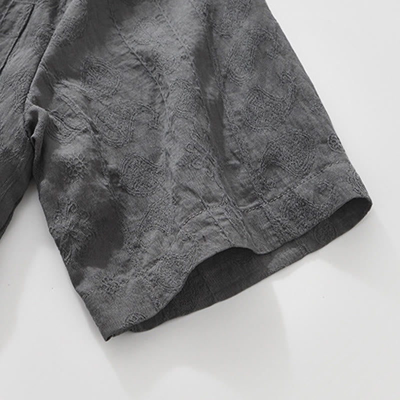 Buddha Stones Commute Plain Buttons Men's Short Sleeve Shirt With Pockets - image 7