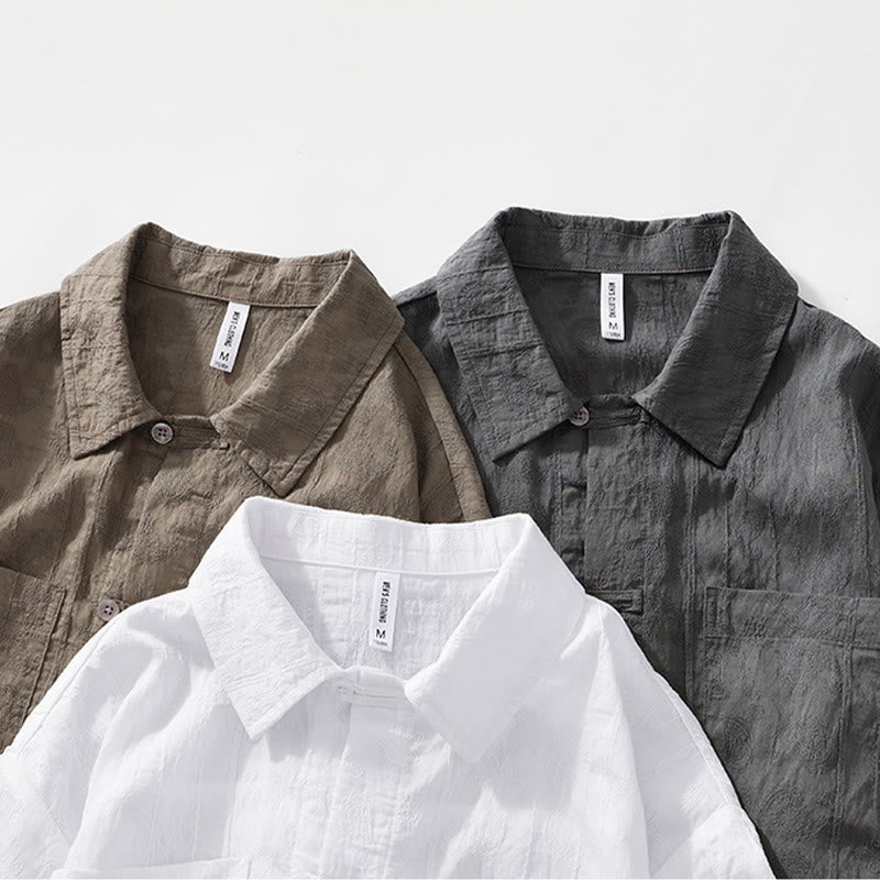 Buddha Stones Commute Plain Buttons Men's Short Sleeve Shirt With Pockets - image 24