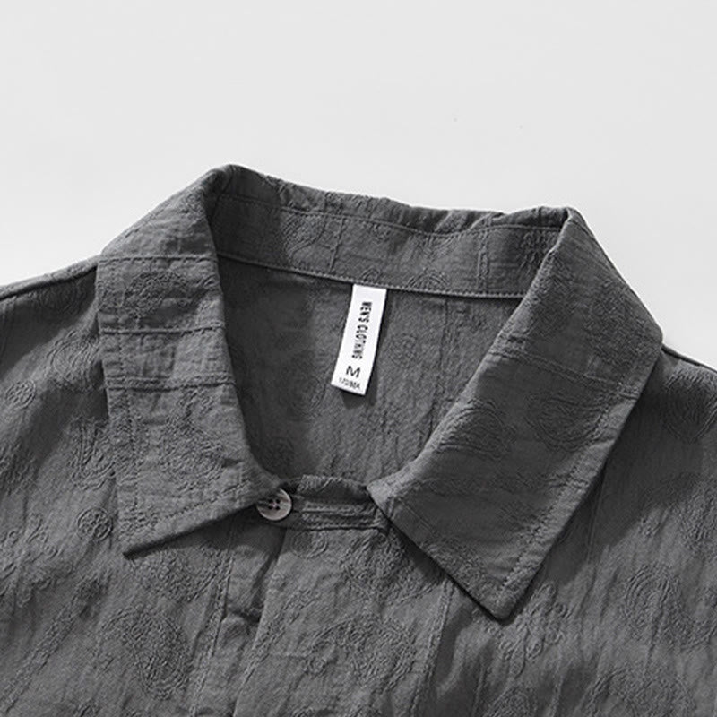Buddha Stones Commute Plain Buttons Men's Short Sleeve Shirt With Pockets - image 4
