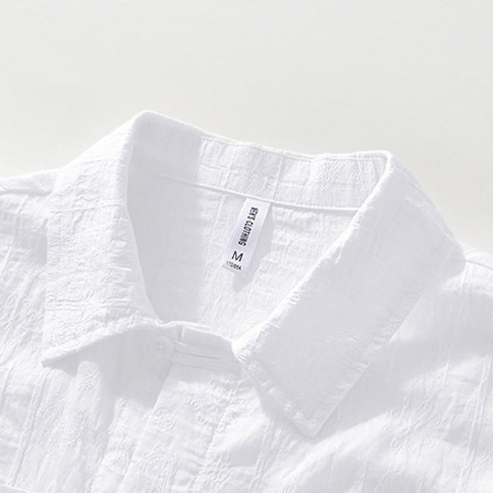 Buddha Stones Commute Plain Buttons Men's Short Sleeve Shirt With Pockets - image 12