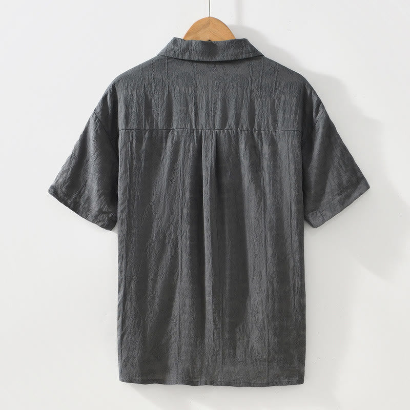 Buddha Stones Commute Plain Buttons Men's Short Sleeve Shirt With Pockets - image 3