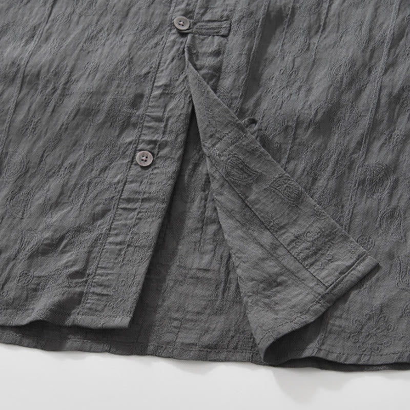 Buddha Stones Commute Plain Buttons Men's Short Sleeve Shirt With Pockets - image 10