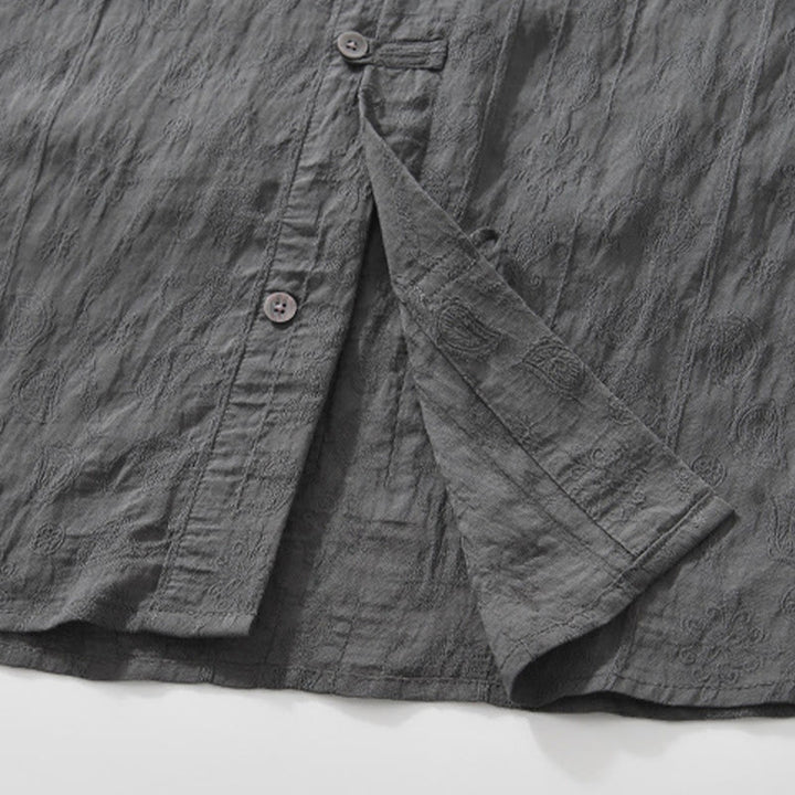 Buddha Stones Commute Plain Buttons Men's Short Sleeve Shirt With Pockets - image 10