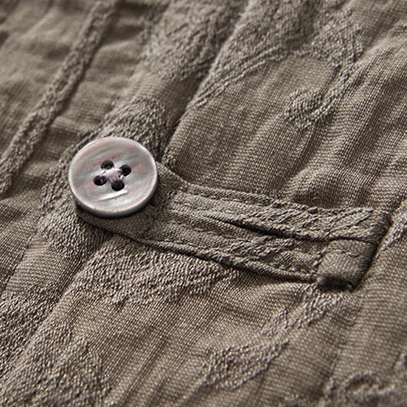 Buddha Stones Commute Plain Buttons Men's Short Sleeve Shirt With Pockets - image 19