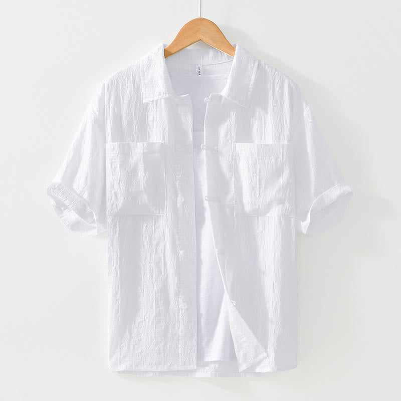 Buddha Stones Commute Plain Buttons Men's Short Sleeve Shirt With Pockets - White - US/UK/AU42，EU52 (3XL) - image 11