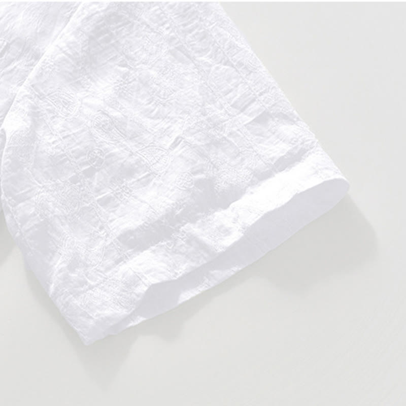 Buddha Stones Commute Plain Buttons Men's Short Sleeve Shirt With Pockets - image 15