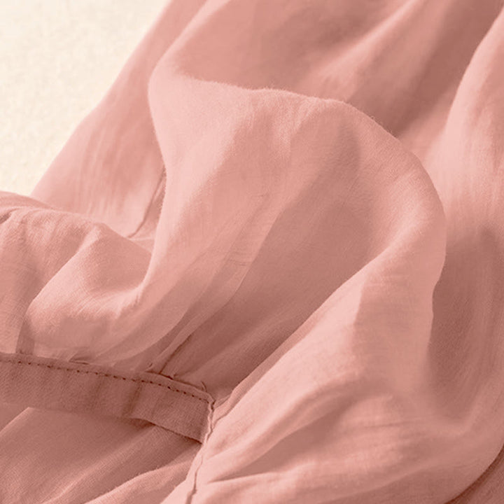 Buddha Stones Summer Plain Casual Cropped Pants Women's Double Layer Cotton Linen Harem Pants With Pockets - image 2