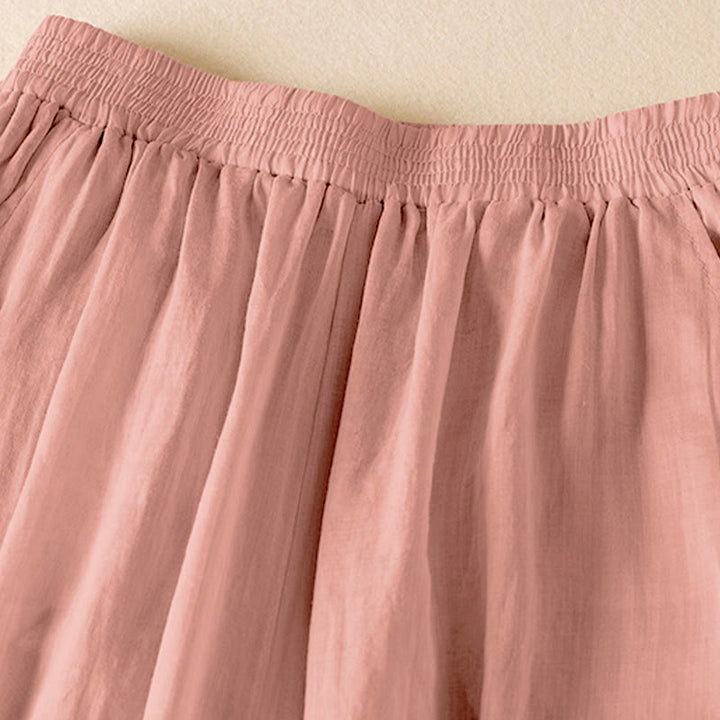 Buddha Stones Summer Plain Casual Cropped Pants Women's Double Layer Cotton Linen Harem Pants With Pockets - image 4