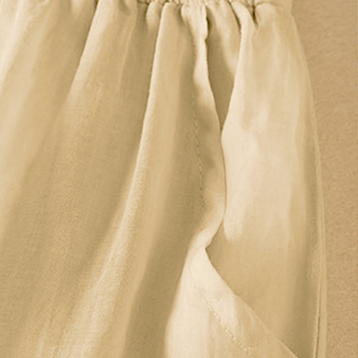 Buddha Stones Summer Plain Casual Cropped Pants Women's Double Layer Cotton Linen Harem Pants With Pockets - image 15