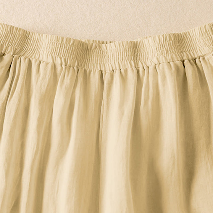 Buddha Stones Summer Plain Casual Cropped Pants Women's Double Layer Cotton Linen Harem Pants With Pockets - image 14