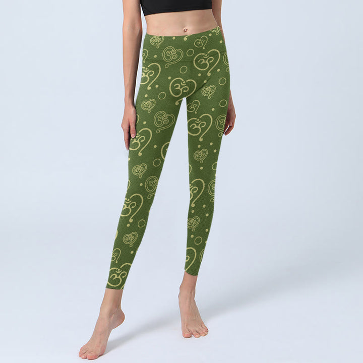 Buddha Stones Love Heart OM Symbol Print Gym Leggings Women's Yoga Pants - image 5