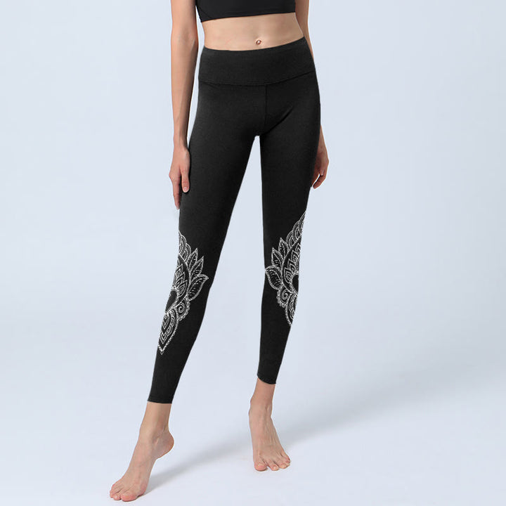 Buddha Stones Heart-shaped Petals Flowers Print Gym Leggings Women's Yoga Pants - image 5