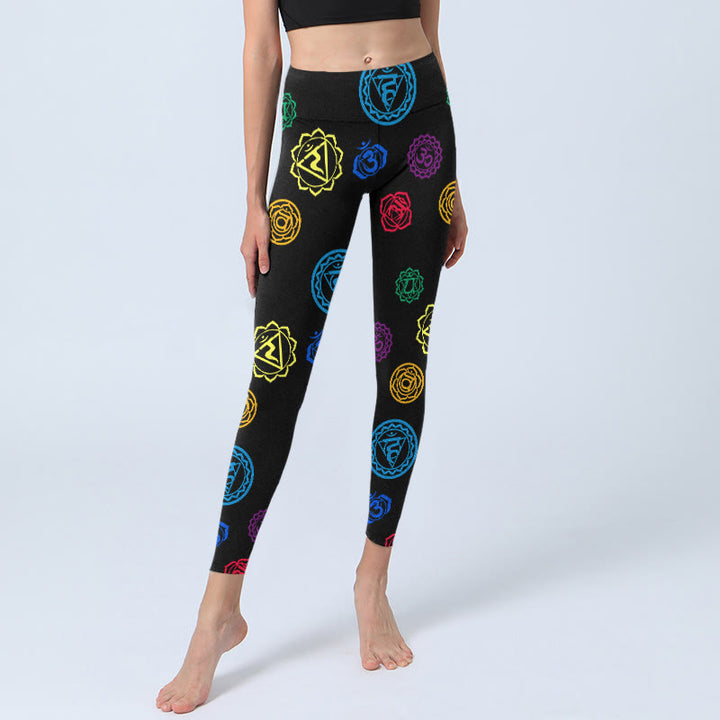 Buddha Stones Geometric OM Symbol Sanskrit Print Gym Leggings Women's Yoga Pants - image 5