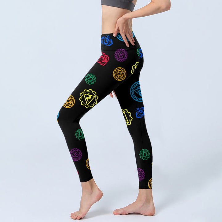 Buddha Stones Geometric OM Symbol Sanskrit Print Gym Leggings Women's Yoga Pants - image 2