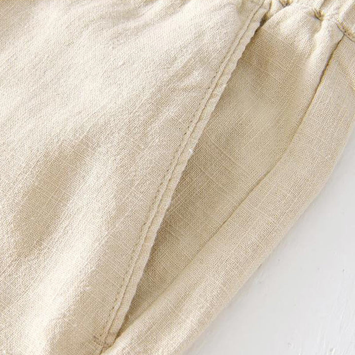Buddha Stones Summer Solid Color Drawstring Elastic Waist Men's Cotton Linen Shorts With Pockets - image 3
