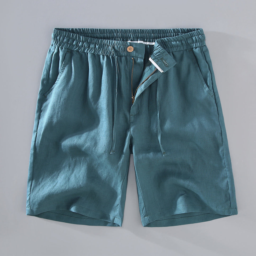 Buddha Stones Summer Solid Color Drawstring Button Design Men's Linen Shorts With Pockets - DarkCyan - US/UK/AU42，EU52 (3XL) - image 11