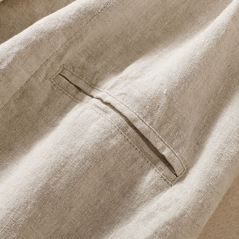 Buddha Stones Women's Cotton Linen Stand Collar Long Sleeve Jacket With Pockets - image 12