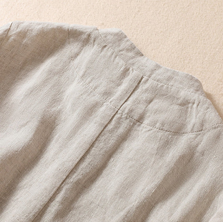 Buddha Stones Women's Cotton Linen Stand Collar Long Sleeve Jacket With Pockets - image 4