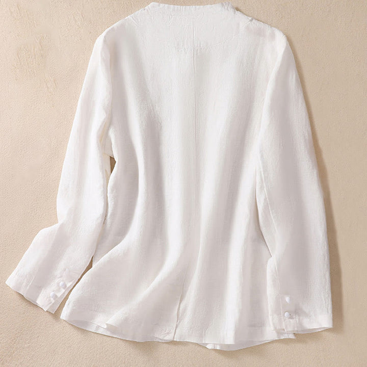 Buddha Stones Women's Stand Collar Long Sleeve Shirt With Pockets - image 14