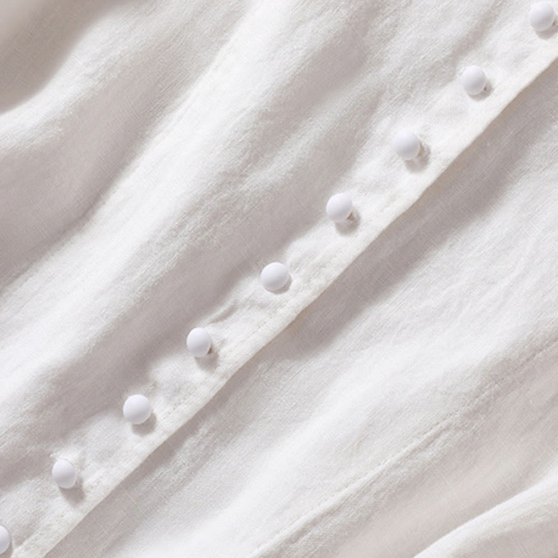 Buddha Stones Women's Cotton Linen Stand Collar Long Sleeve Jacket With Pockets - image 21