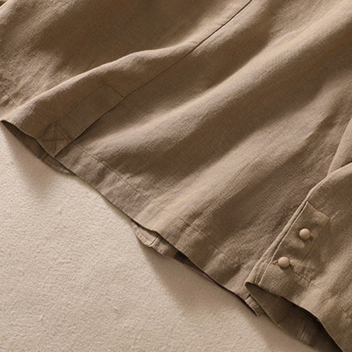 Buddha Stones Women's Cotton Linen Stand Collar Long Sleeve Jacket With Pockets - image 24