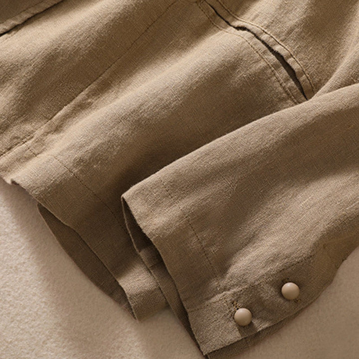 Buddha Stones Women's Cotton Linen Stand Collar Long Sleeve Jacket With Pockets - image 29