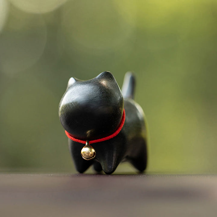 Buddha Stones Green Sandalwood Small Leaf Red Sandalwood Cute Cat Animals Soothing Peace Decoration - image 13